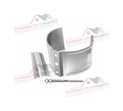 Купить хомут трубы металлический на камень ПВХ белый 